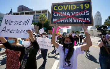 Protesters in support of the Stop Asian Hate movement