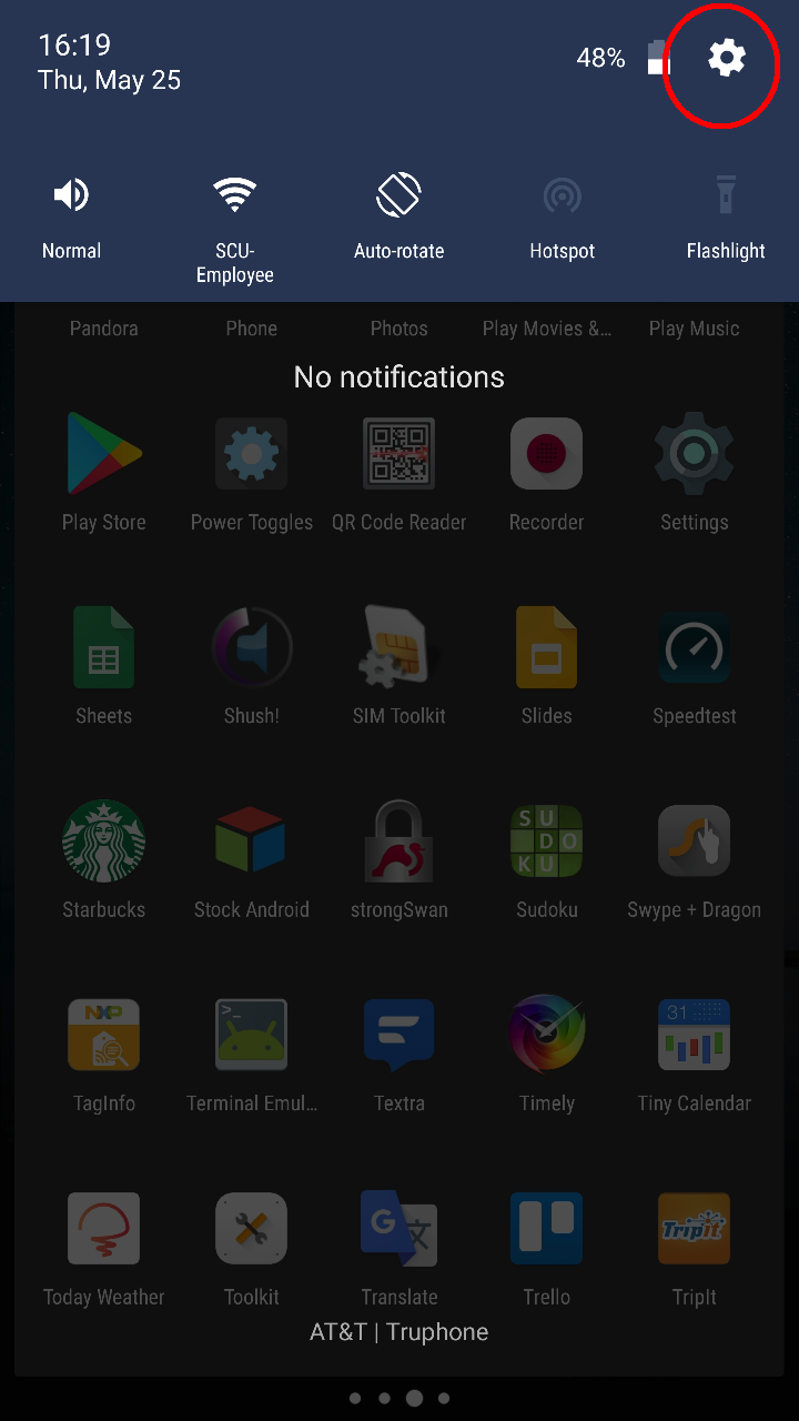 Where to find Settings on AndroidN