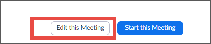 Buttons for editing and ending a meeting.