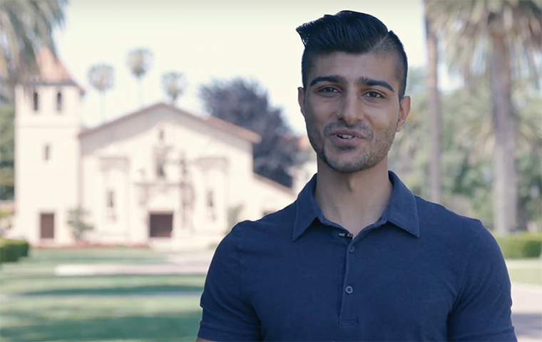 Anand Purohit ’18 standing in front of the Mission image link to story
