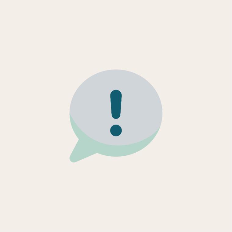 an icon of a speech bubble with an exclamation mark